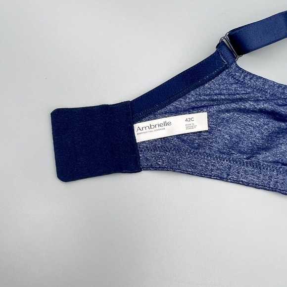 Ambrielle 42C Bra Everyday Full Coverage Underwire Back Closure Heather Blue EUC - Picture 9 of 14